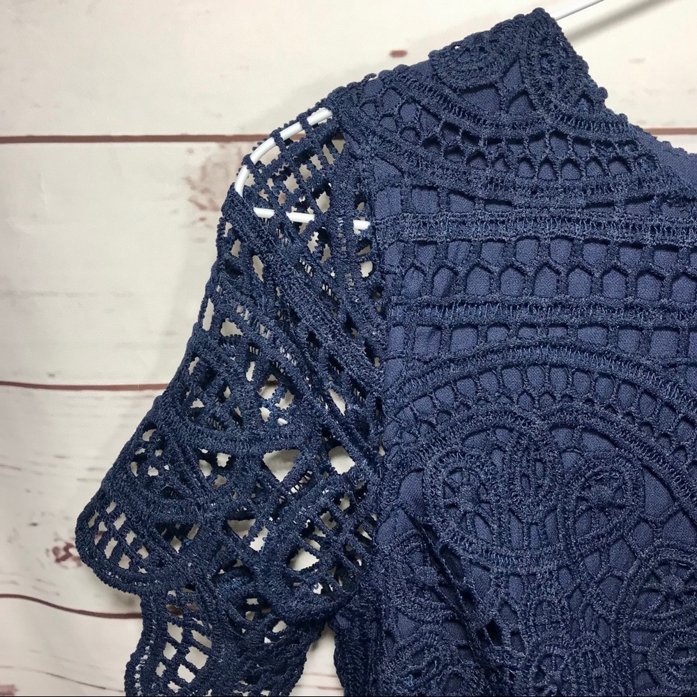 J.O.A Navy Crochet Lace Sheath Dress